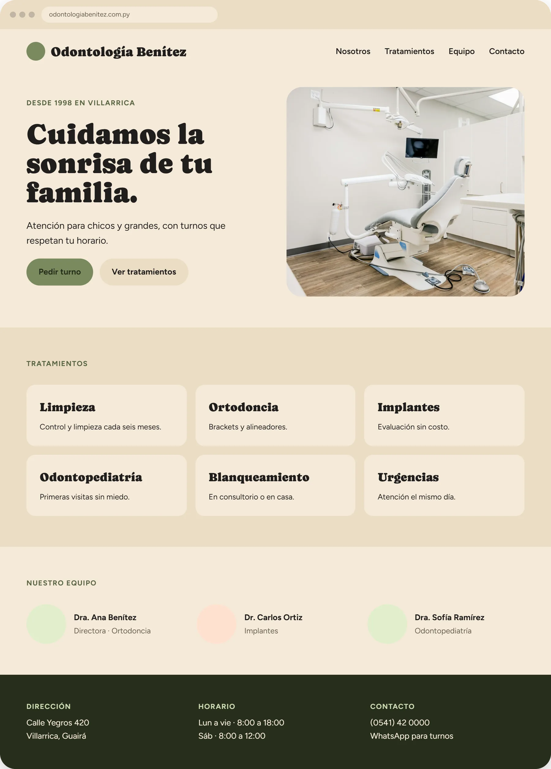 Odontología Benítez en escritorio