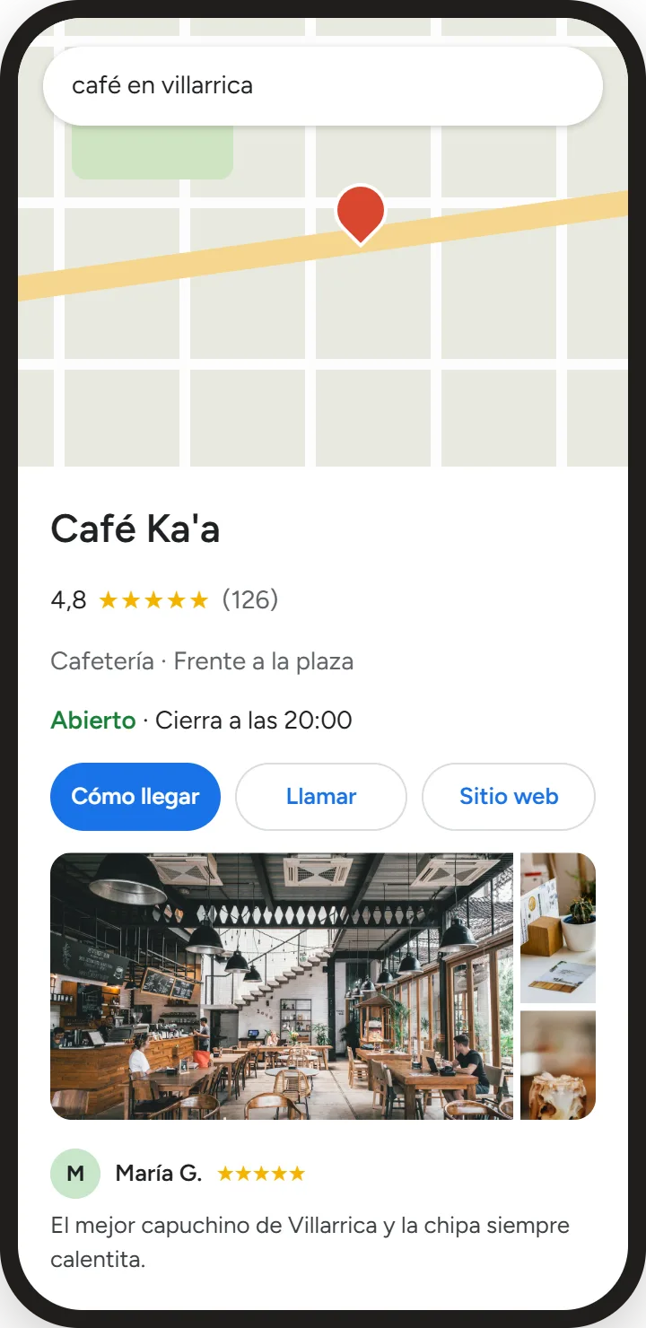 Ficha de Café Ka'a en Google Maps