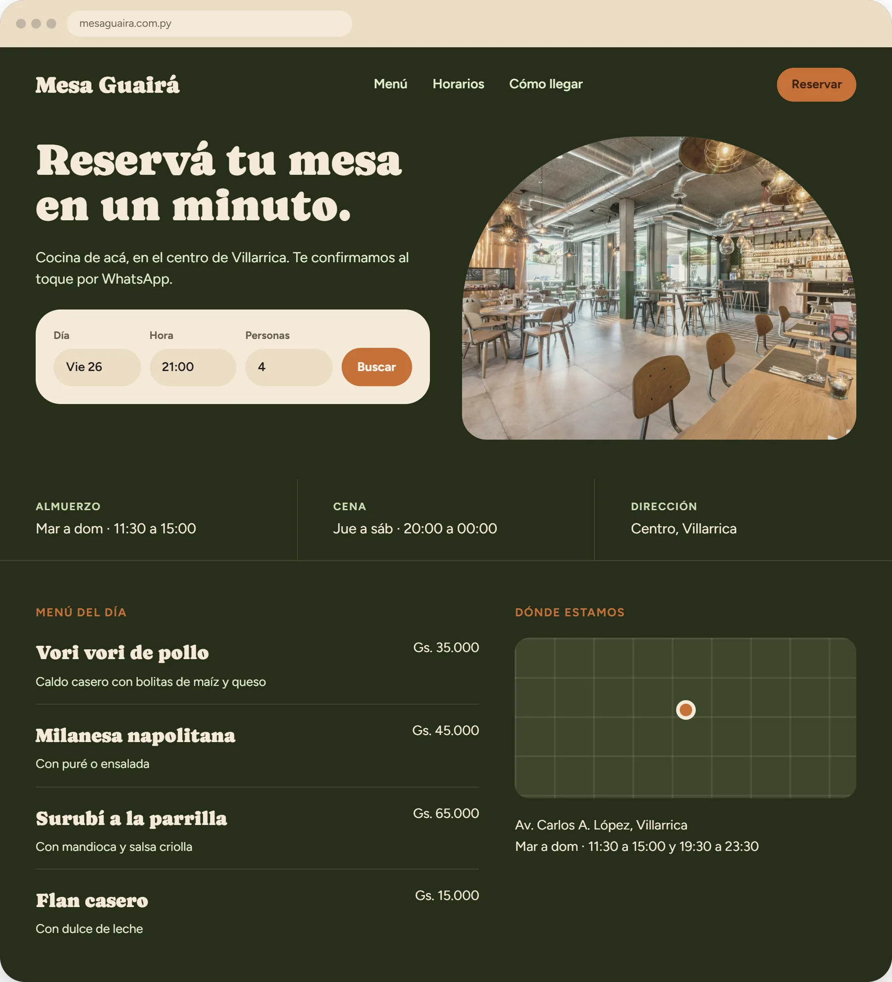 Mesa Guairá en escritorio
